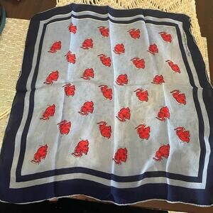 Suzy Simpson Handkerchief scarve Red Elephants